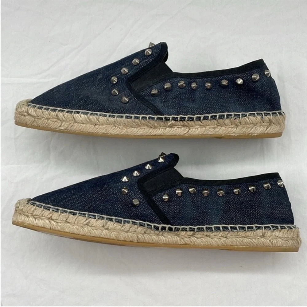 NEW! Ash Zest Studded Espadrilles with Silver Studs in Dark Denim. EU 39.